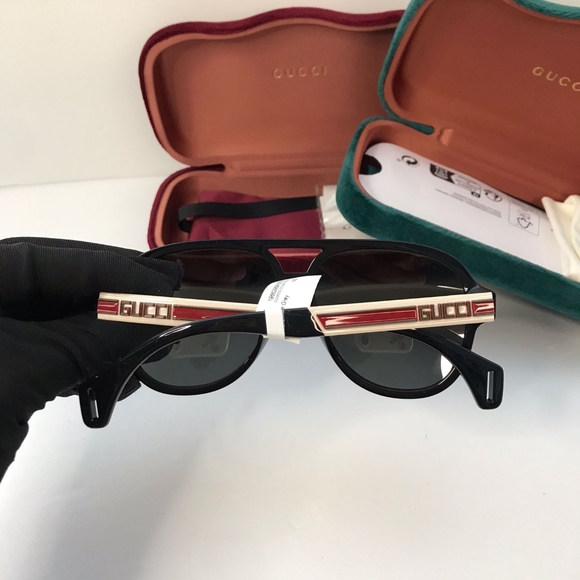 New - 💯 Original  Gucci GG0463 Grey Green Polarized Pilot Men's Sunglasses GG0 - Picture 5 of 12